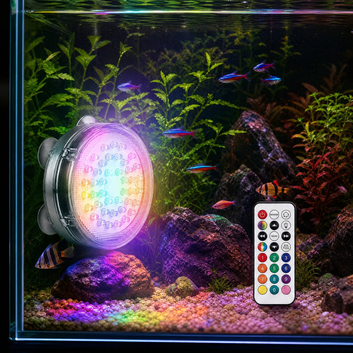 Waterproof Submersible LED Light with Remote Control and 16 Colours