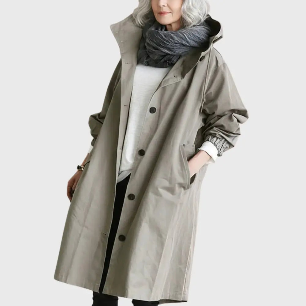 Waterproof Trench Coat Hooded Long Women's Raincoat