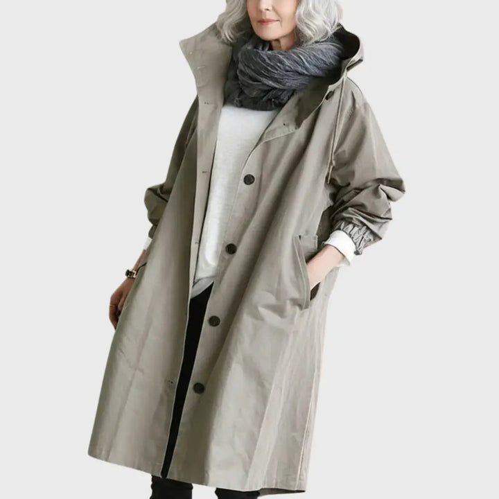 Waterproof Trench Coat Hooded Long Women's Raincoat