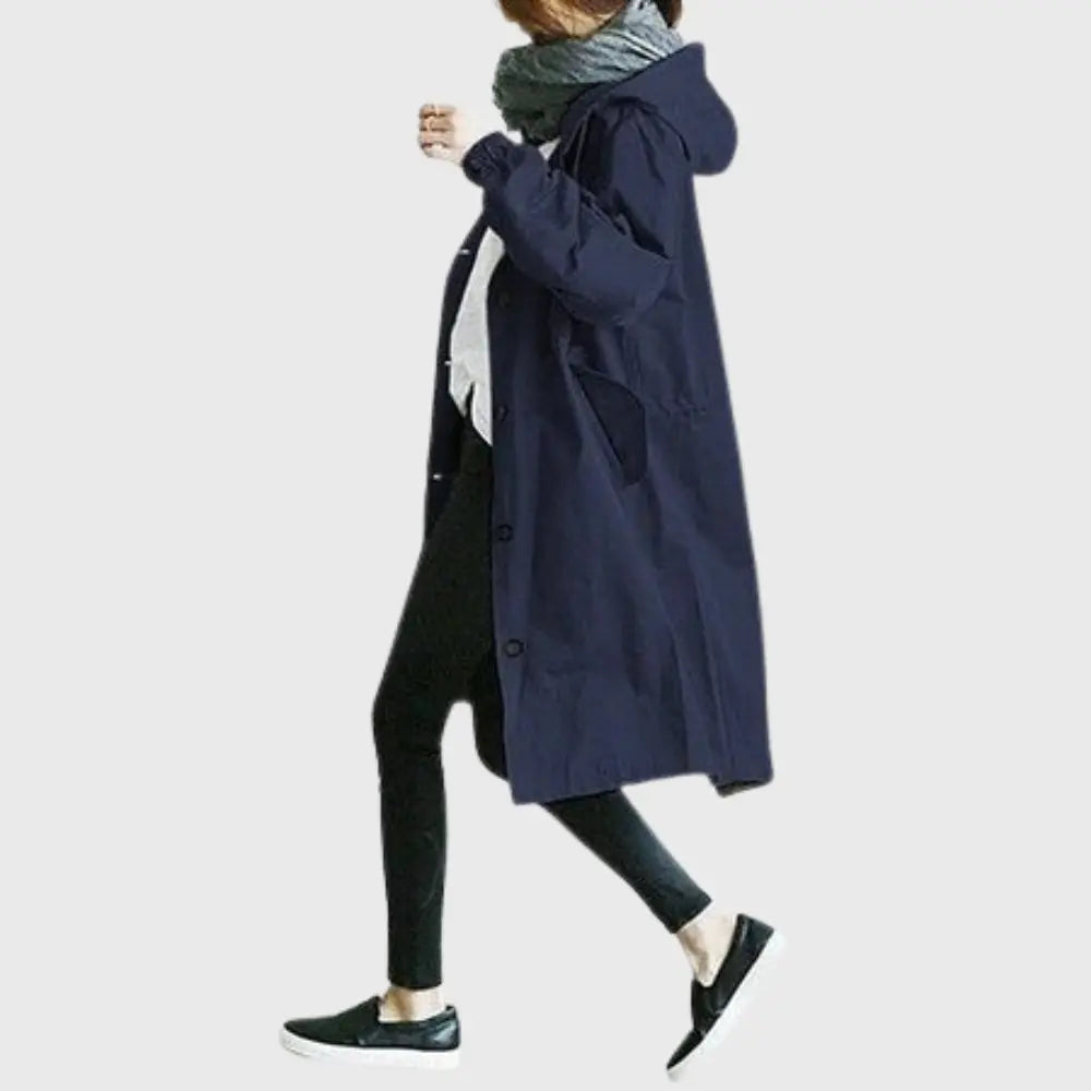 Waterproof Trench Coat Hooded Long Women's Raincoat