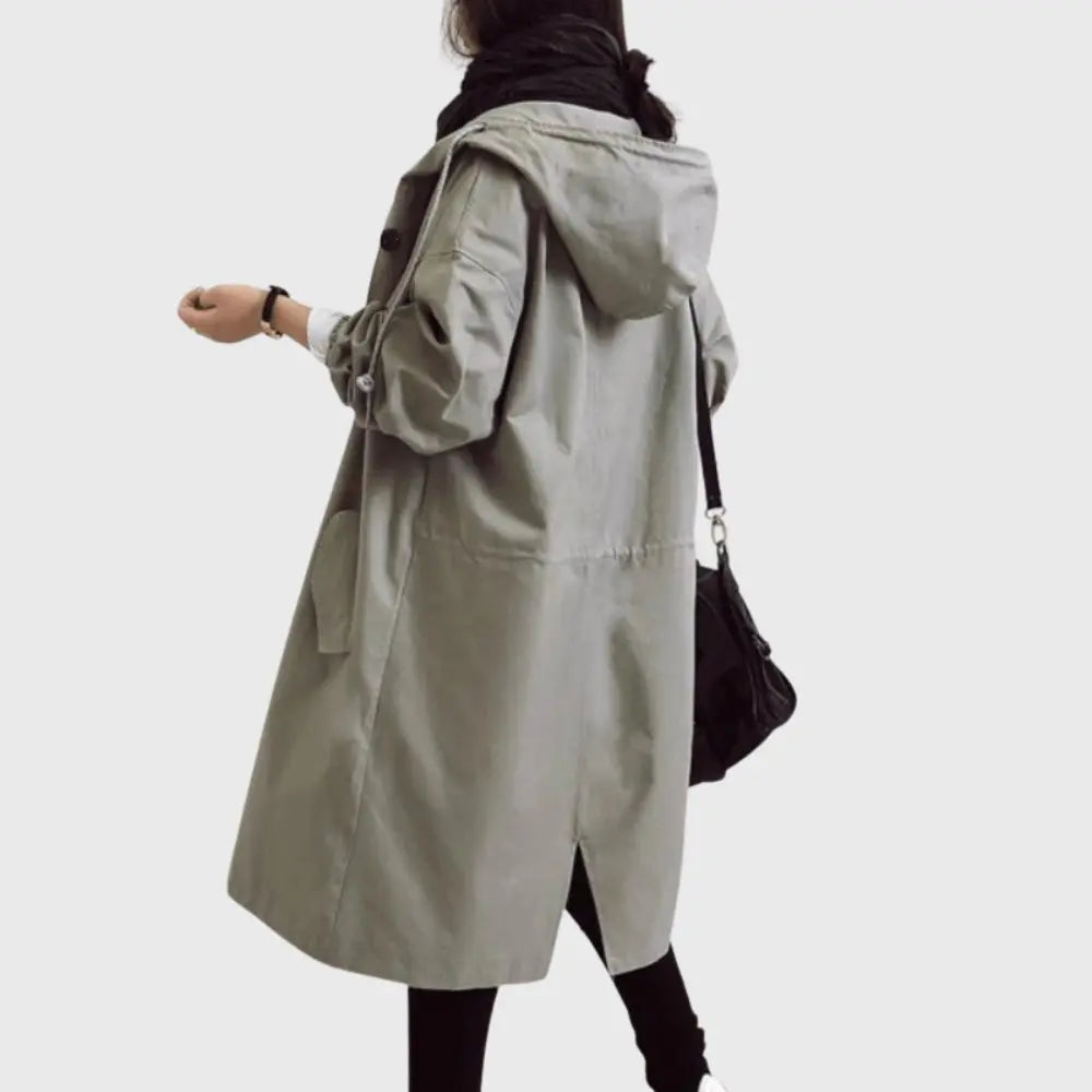 Waterproof Trench Coat Hooded Long Women's Raincoat