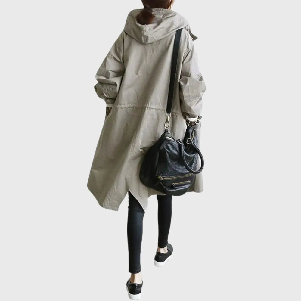 Waterproof Trench Coat Hooded Long Women's Raincoat