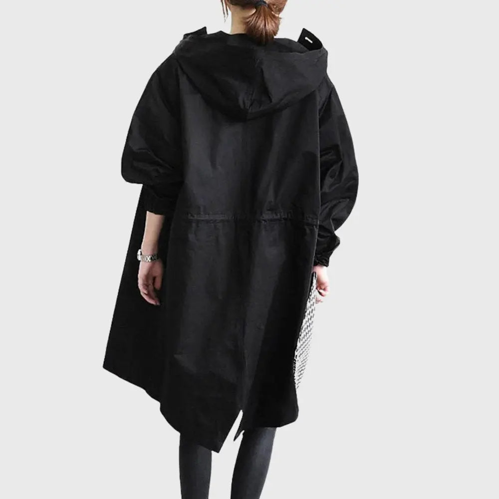 Waterproof Trench Coat Hooded Long Women's Raincoat
