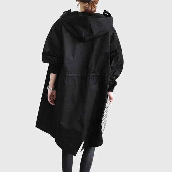 Waterproof Trench Coat Hooded Long Women's Raincoat