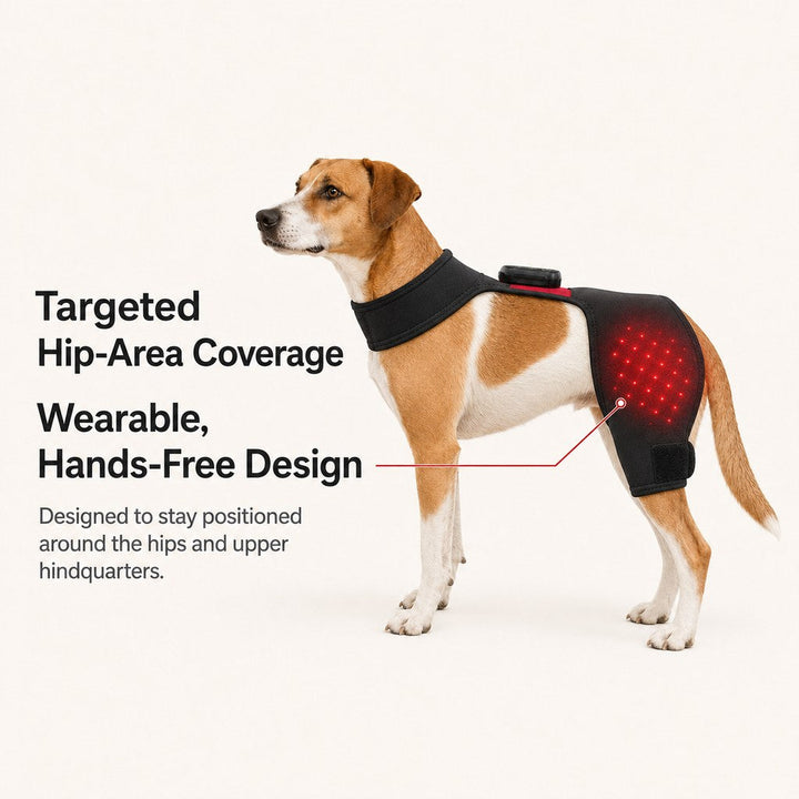Wearable Red & Near-Infrared Hip Wrap for Dogs | Hands-Free At-Home Hip-Area Light Care
