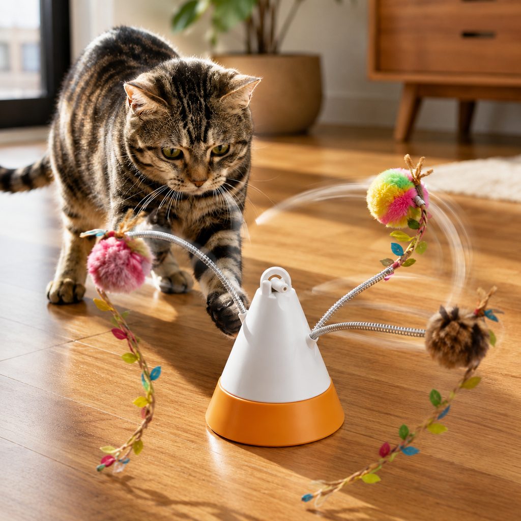 MiaSpin 360 Magnetic Rotating Cat Teaser Toy for Indoor Cats