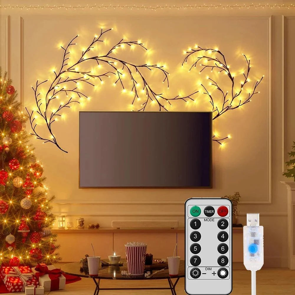 Willow Vine LED Wall Light - USB or Solar Powered, Decorative Branch