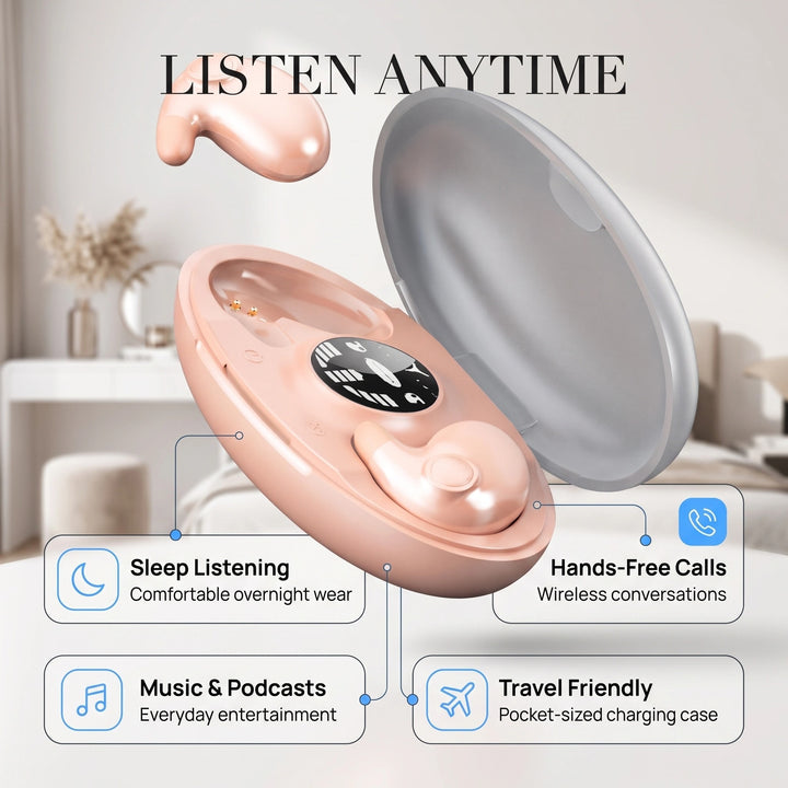 Wireless Sleep Earbuds with Bluetooth 5.3 Noise Isolation and Charging Case