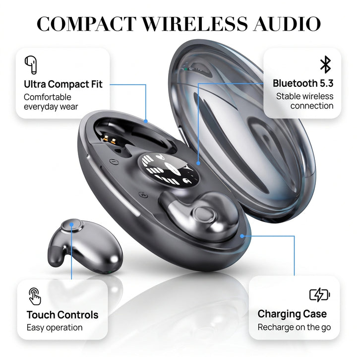 Wireless Sleep Earbuds with Bluetooth 5.3 Noise Isolation and Charging Case