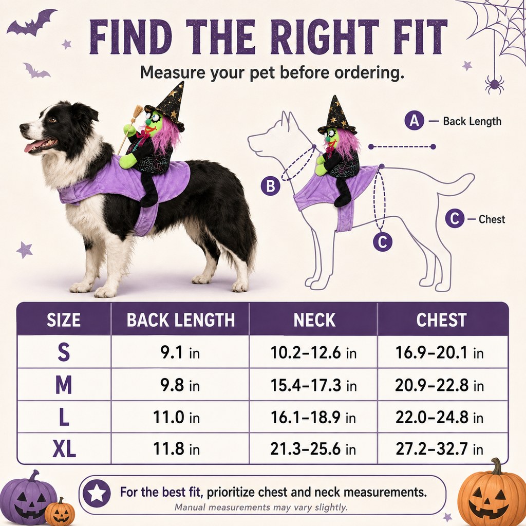 3D Witch Rider Halloween Pet Costume for Trick-or-Treating, Parties & Photos