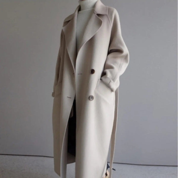 Women Coat Long Double-Breasted Cashmere Overcoat