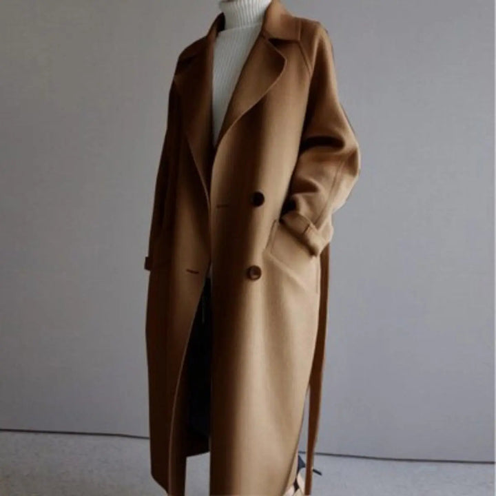 Women Coat Long Double-Breasted Cashmere Overcoat