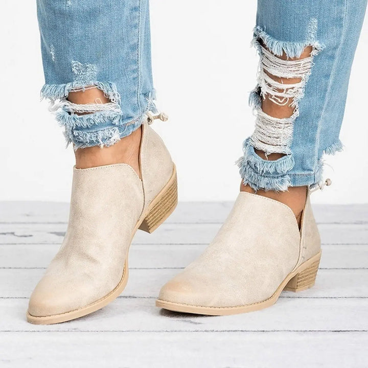 Women's Ankle Boots Slip-On Block Heel Vintage Booties