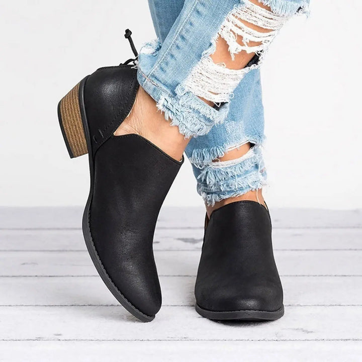 Women's Ankle Boots Slip-On Block Heel Vintage Booties