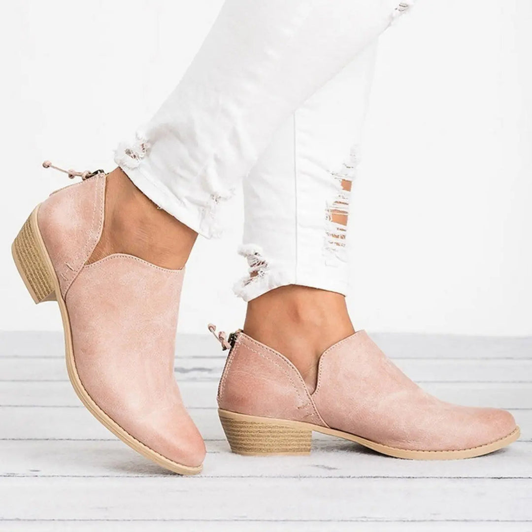Women's Ankle Boots Slip-On Block Heel Vintage Booties