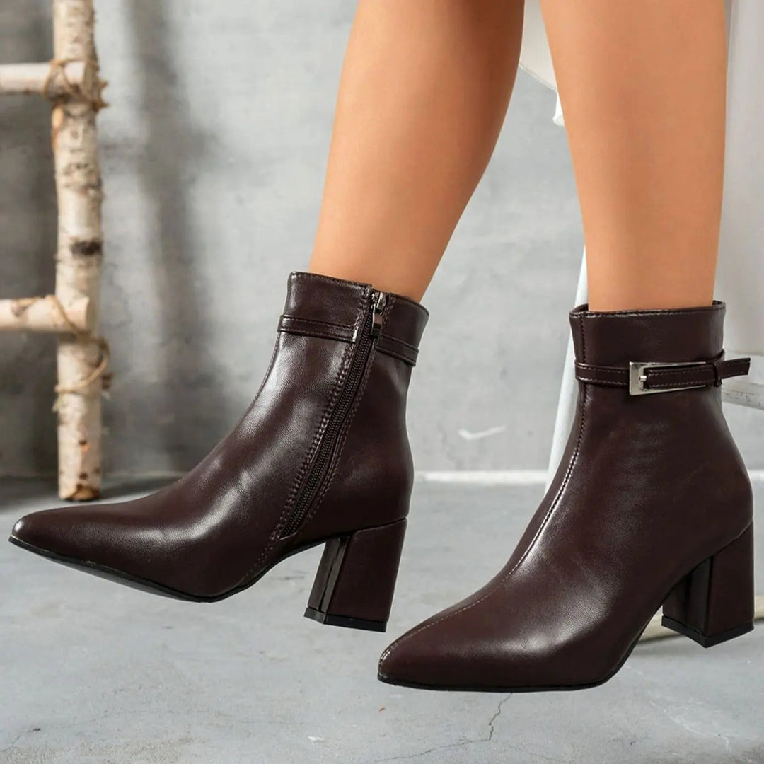 Women's Block-Heel Pointed-Toe Side-Zip Ankle Boots