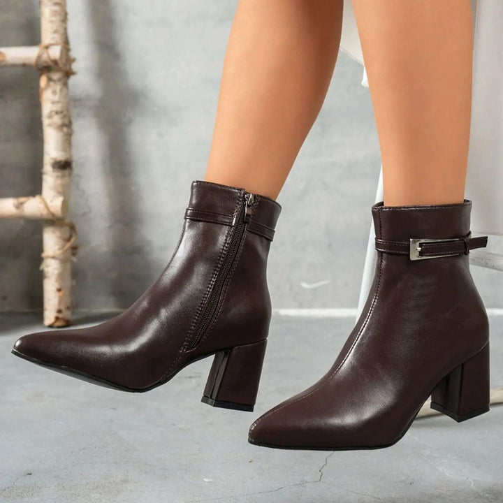 Women's Block-Heel Pointed-Toe Side-Zip Ankle Boots