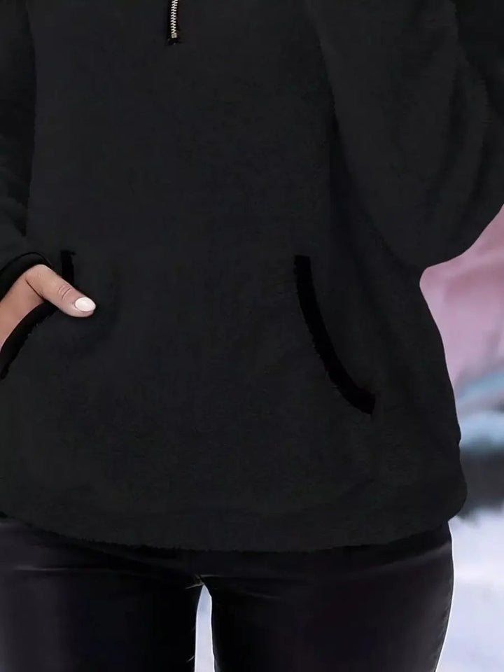 Women's Cardigan Half-Zip Fluffy Teddy Fleece Pullover Jumper