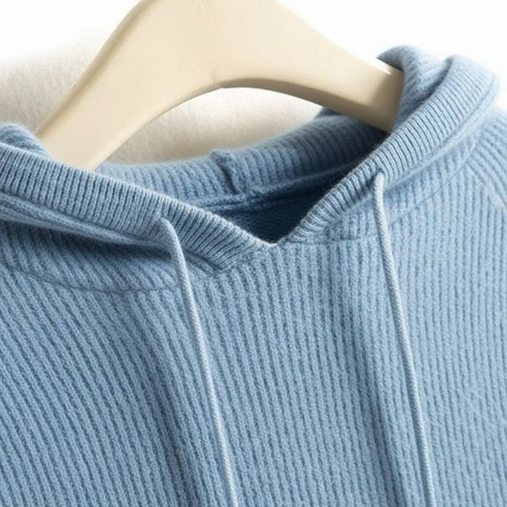 Women's Cashmere Mink Blend Hooded Knit Jumper Drawstring Hood