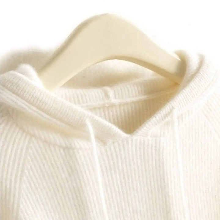 Women's Cashmere Mink Blend Hooded Knit Jumper Drawstring Hood