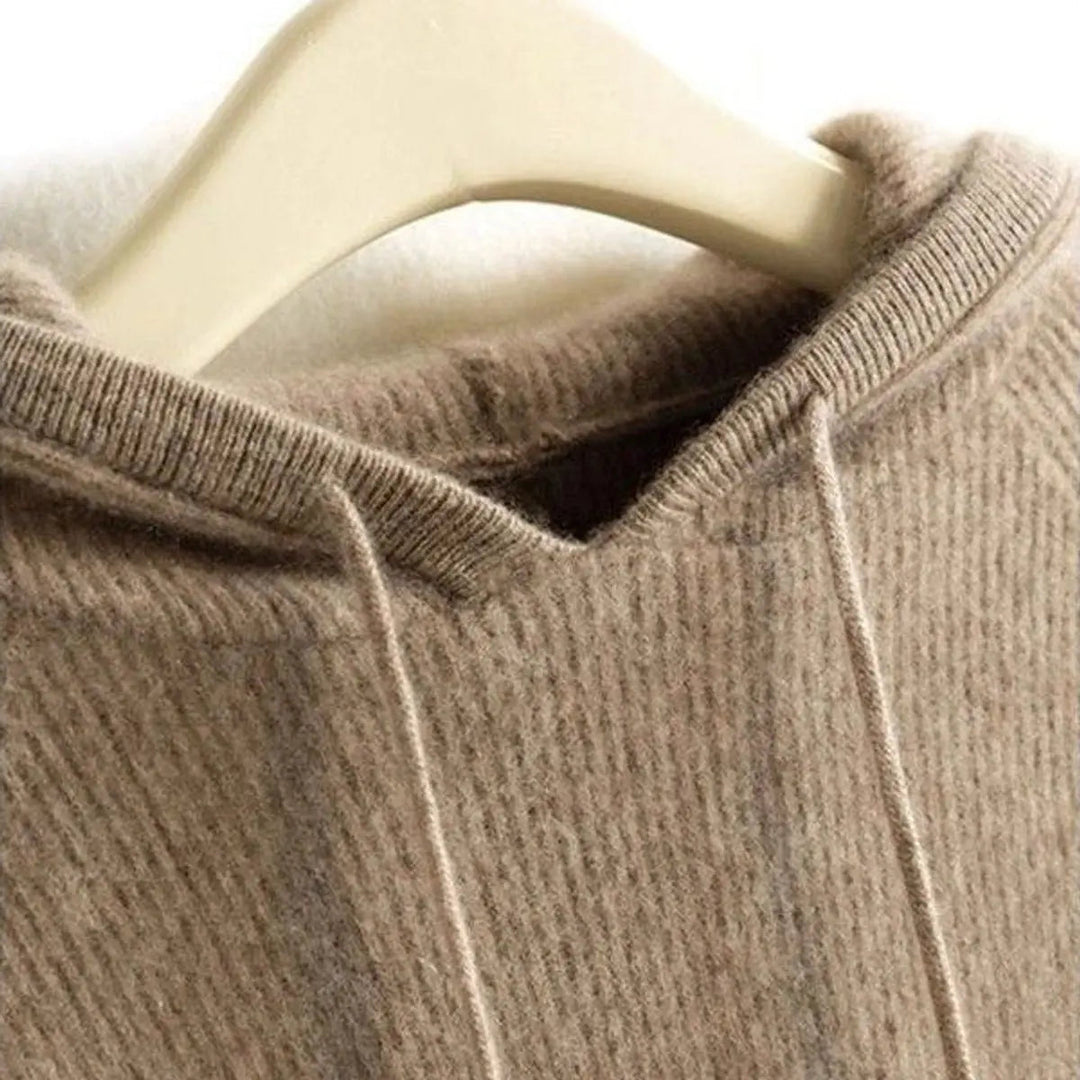 Women's Cashmere Mink Blend Hooded Knit Jumper Drawstring Hood