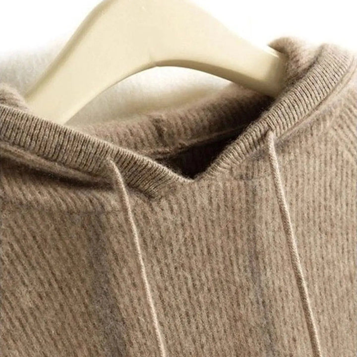 Women's Cashmere Mink Blend Hooded Knit Jumper Drawstring Hood
