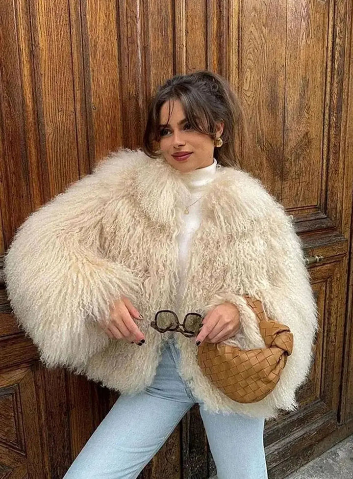 Women's Chic Faux Fur Shaggy Cropped Coat