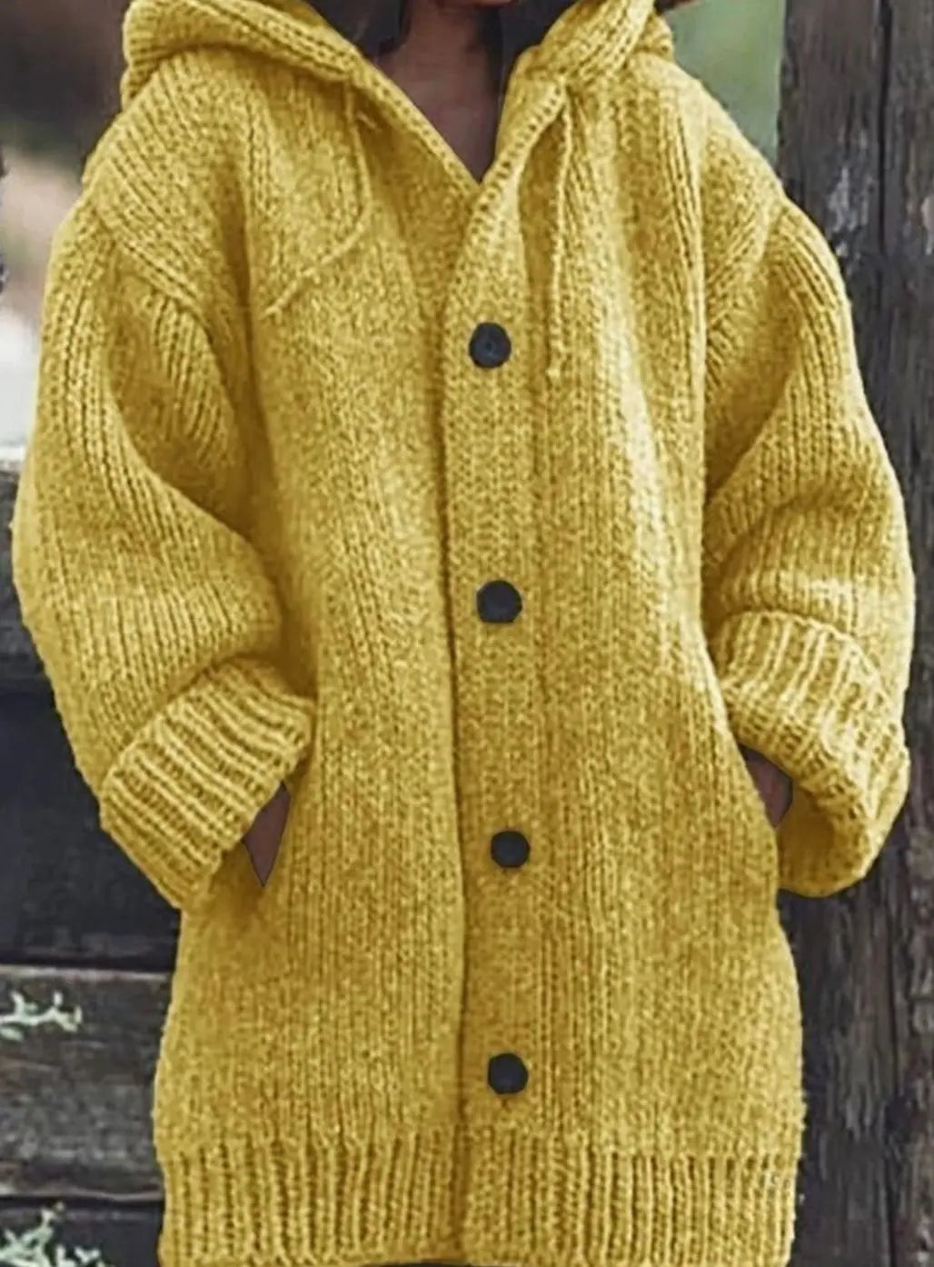 Women's Chunky Knit Hooded Oversized Cardigan Jumper