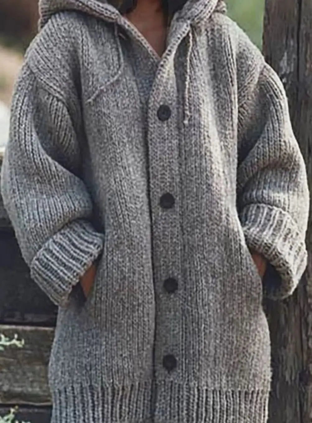 Women's Chunky Knit Hooded Oversized Cardigan Jumper