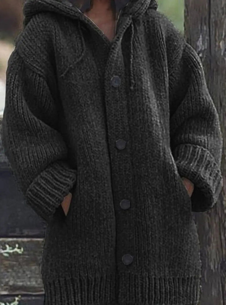 Women's Chunky Knit Hooded Oversized Cardigan Jumper