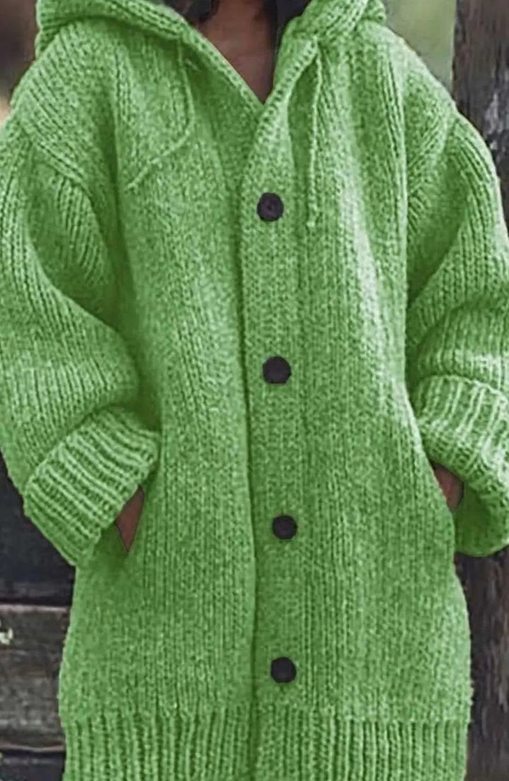 Women's Chunky Knit Hooded Oversized Cardigan Jumper