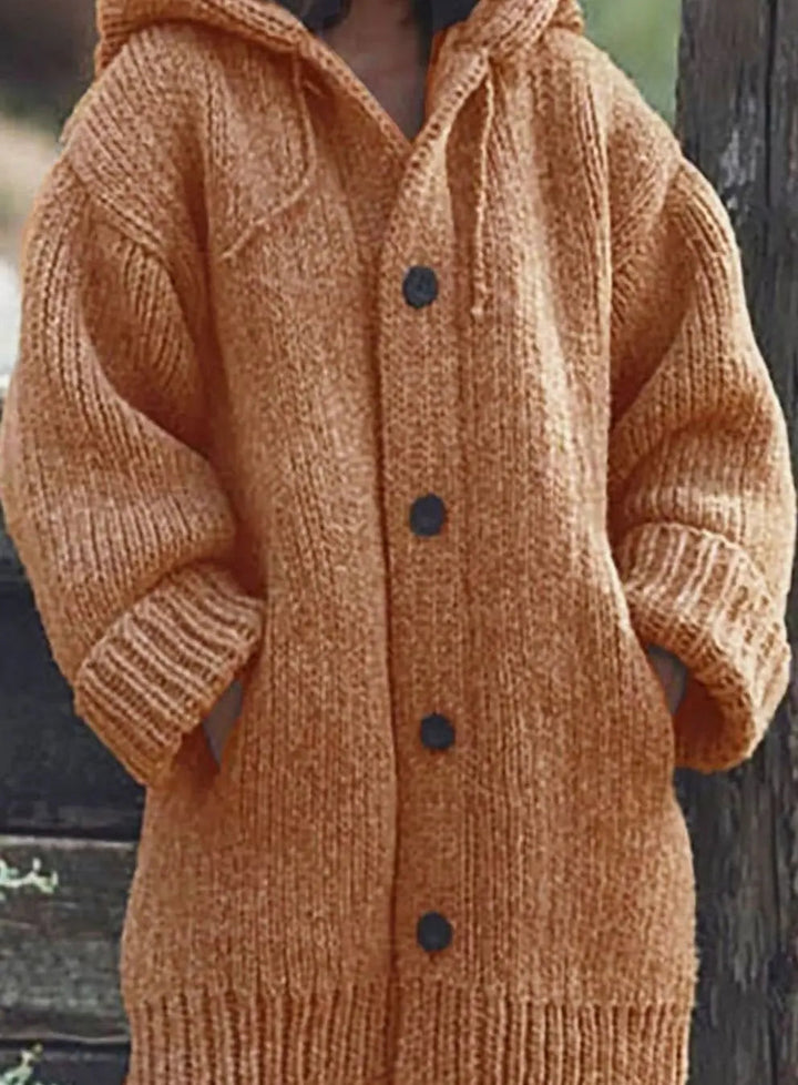 Women's Chunky Knit Hooded Oversized Cardigan Jumper