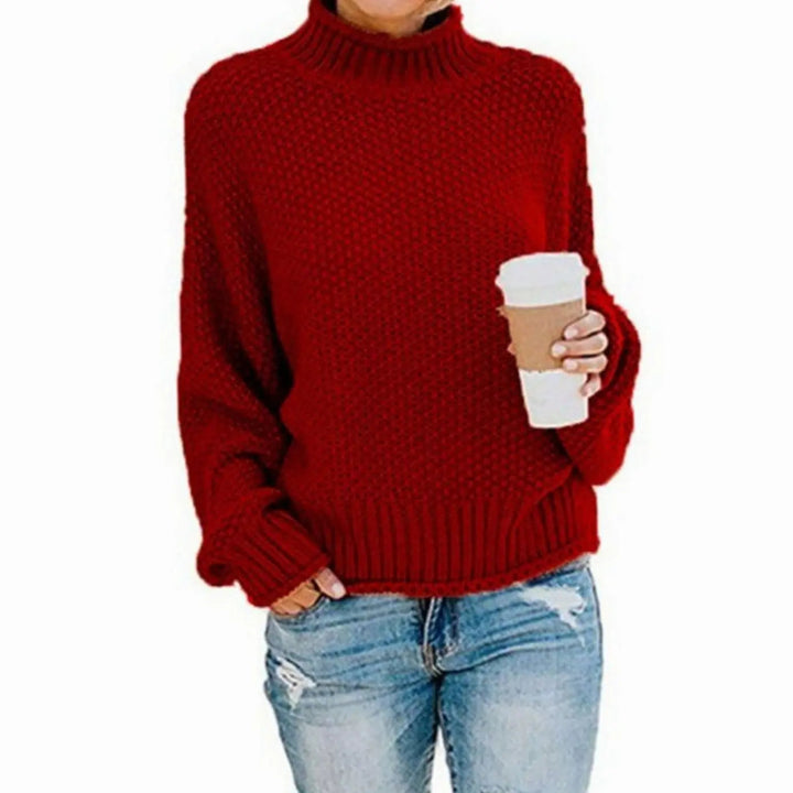 Women's Chunky Knit Oversized Turtleneck Sweater Jumper
