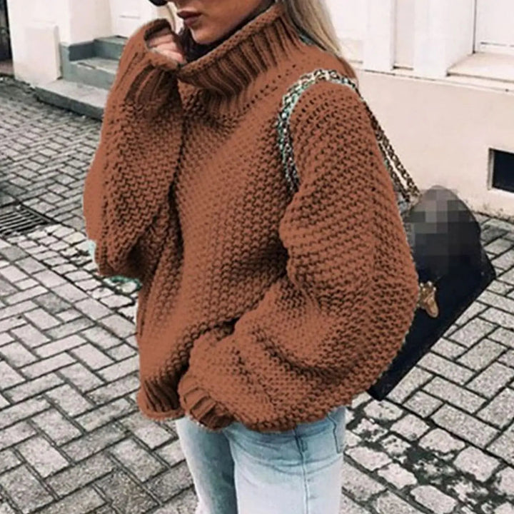 Women's Chunky Knit Oversized Turtleneck Sweater Jumper