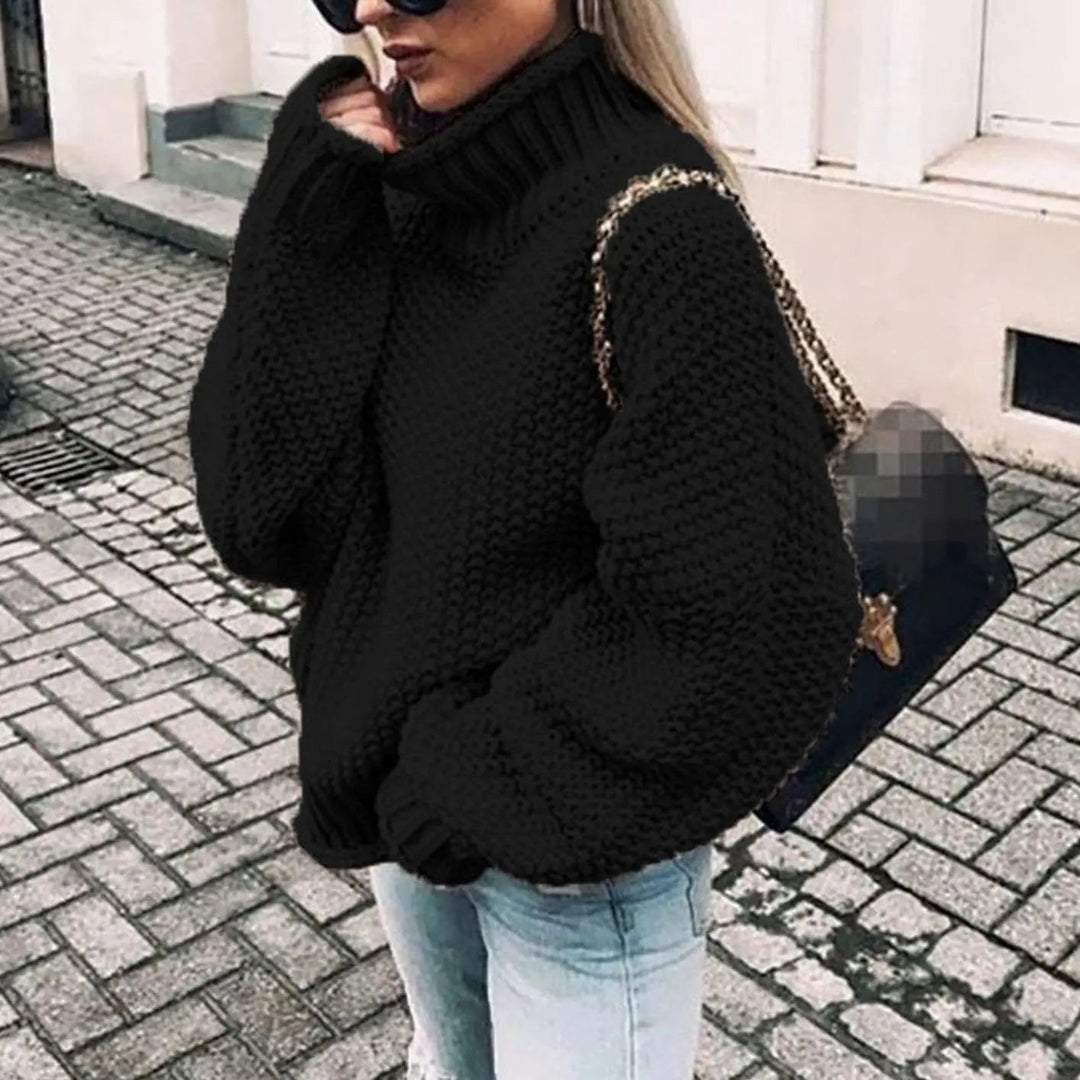 Women's Chunky Knit Oversized Turtleneck Sweater Jumper
