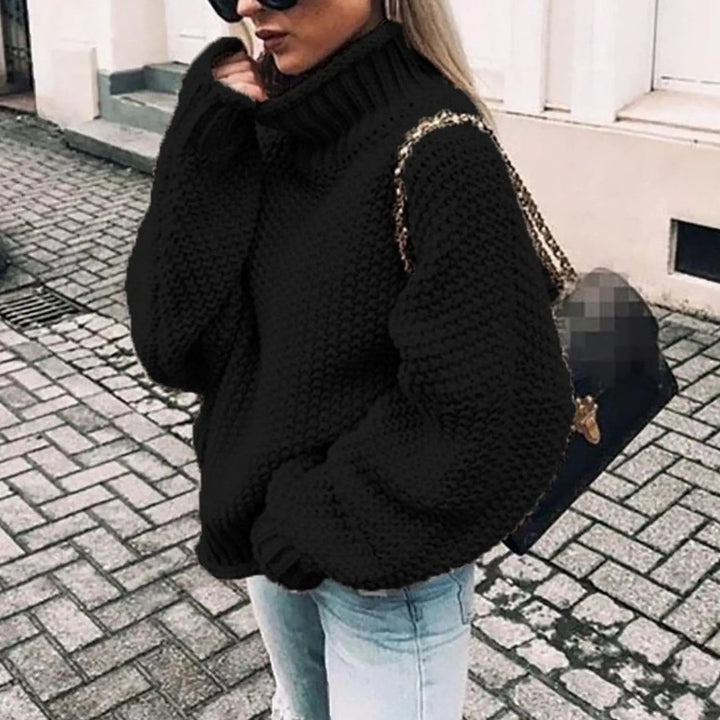 Women's Chunky Knit Oversized Turtleneck Sweater Jumper