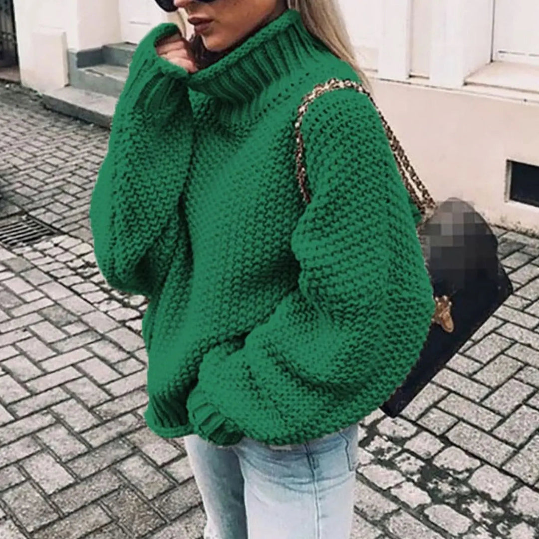 Women's Chunky Knit Oversized Turtleneck Sweater Jumper