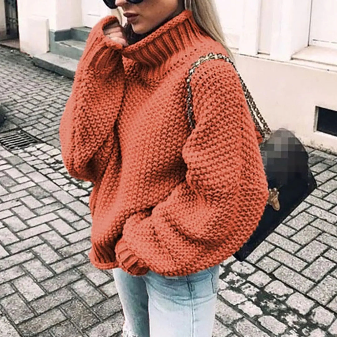 Women's Chunky Knit Oversized Turtleneck Sweater Jumper