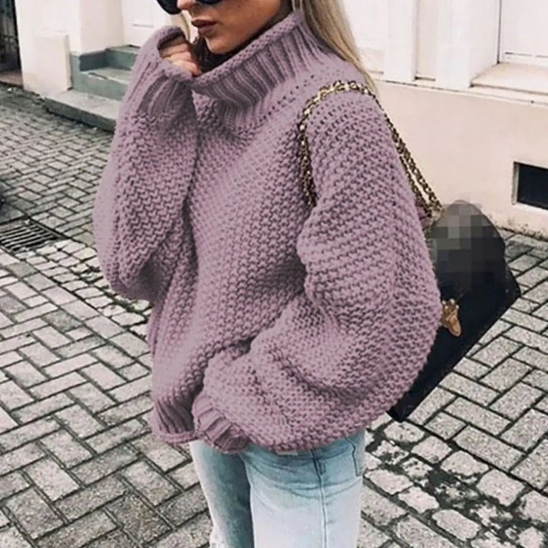Women's Chunky Knit Oversized Turtleneck Sweater Jumper