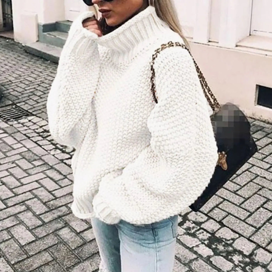 Women's Chunky Knit Oversized Turtleneck Sweater Jumper