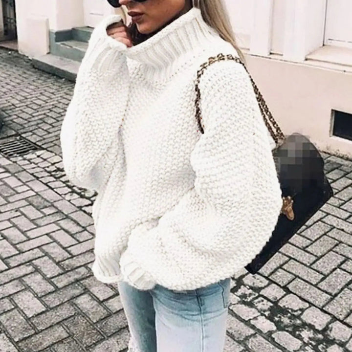 Women's Chunky Knit Oversized Turtleneck Sweater Jumper