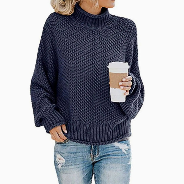 Women's Chunky Knit Oversized Turtleneck Sweater Jumper