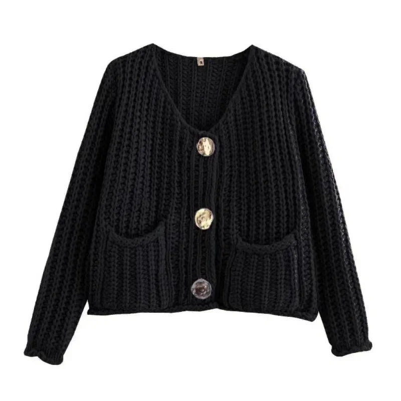 Women's Chunky Knit Pocket Cardigan