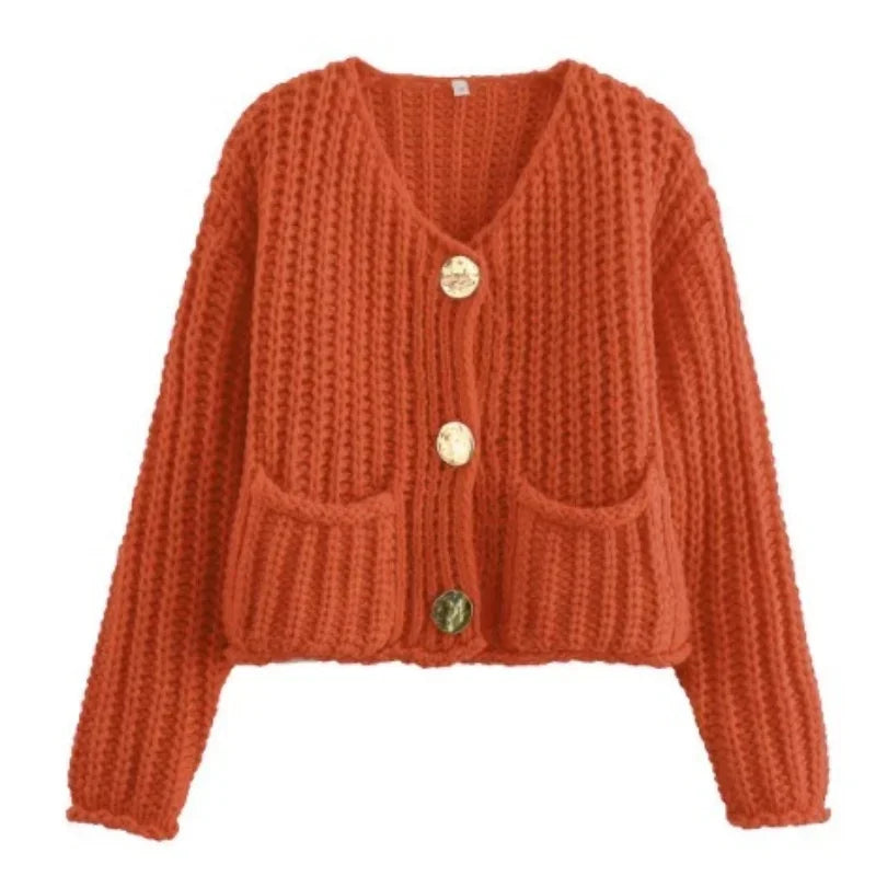 Women's Chunky Knit Pocket Cardigan