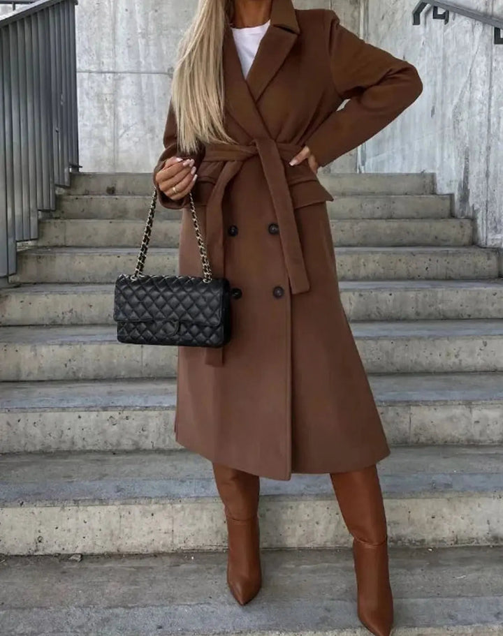 Women's Classic Double-Breasted Long Trench Coat