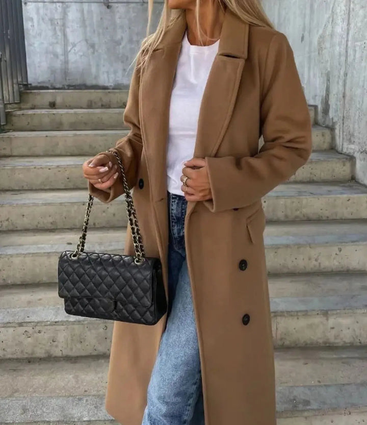 Women's Classic Double-Breasted Long Trench Coat