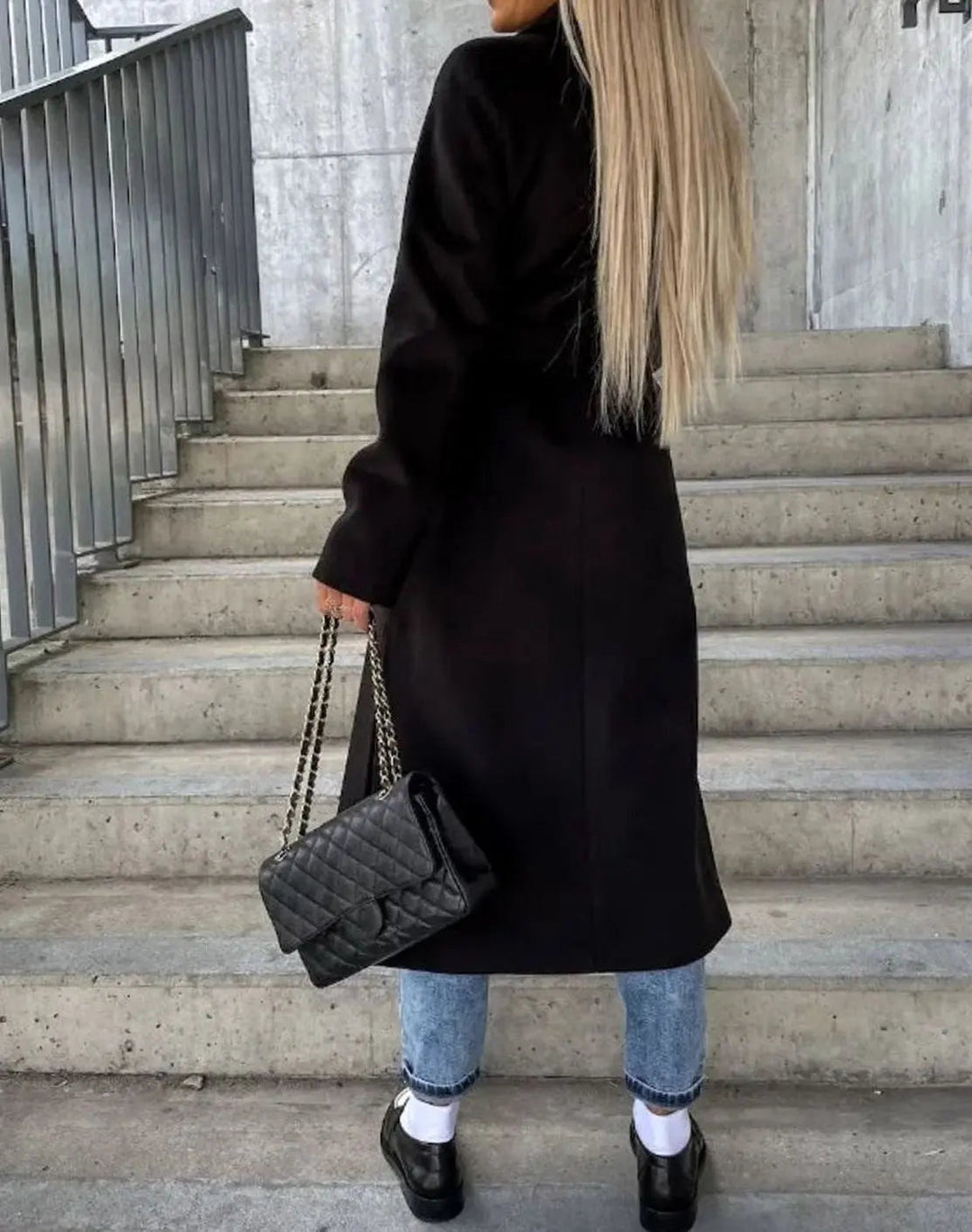 Women's Classic Double-Breasted Long Trench Coat
