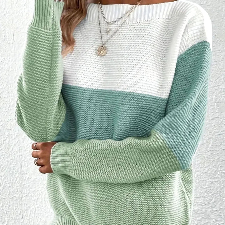Women's Colour Block Relaxed Fit Cashmere Turtleneck Jumper
