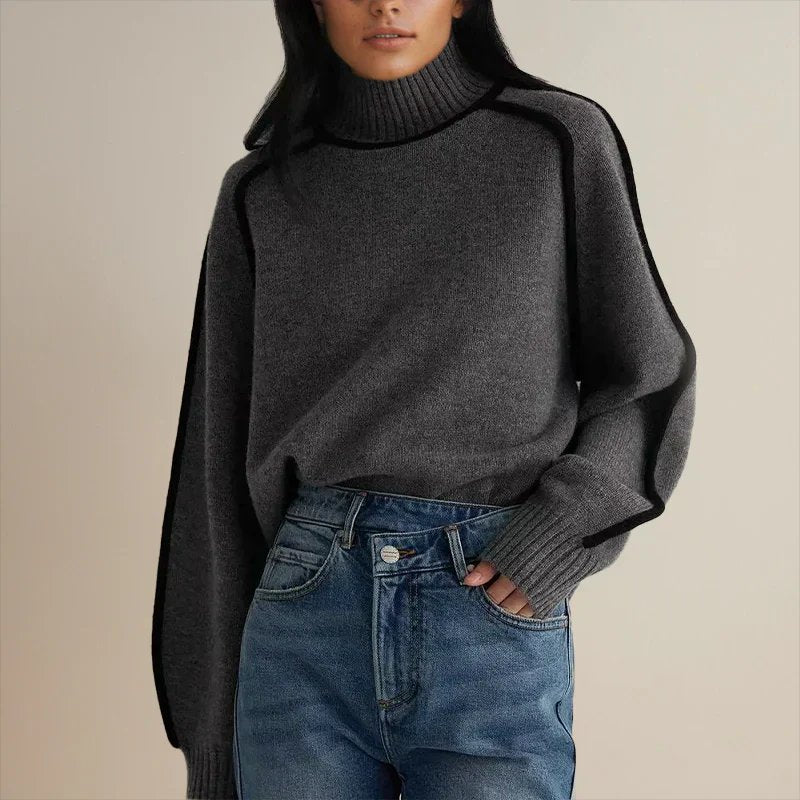 Women's Colourblock Turtleneck Sweater