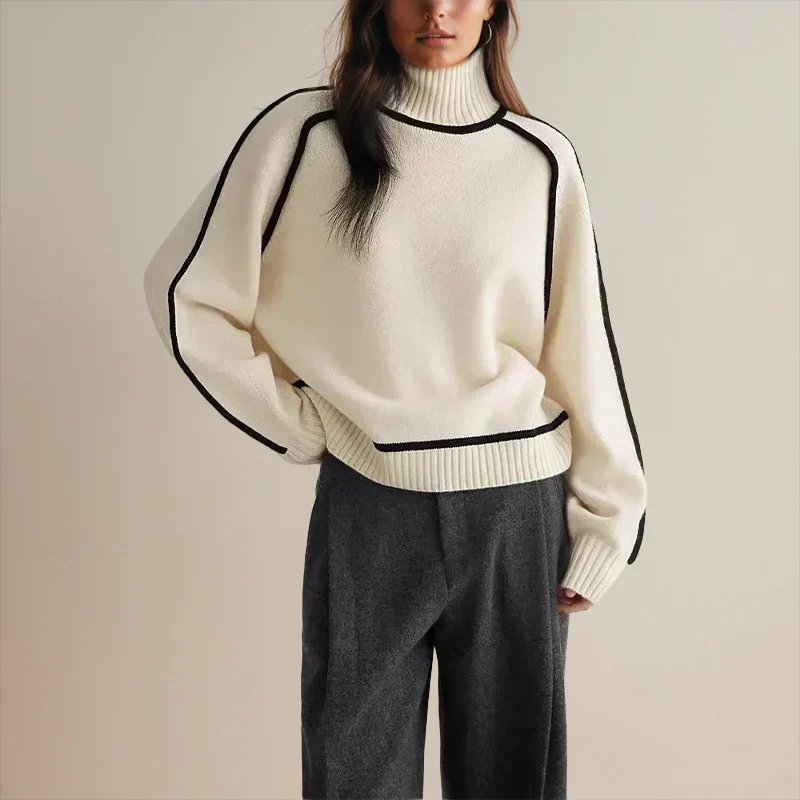 Women's Colourblock Turtleneck Sweater